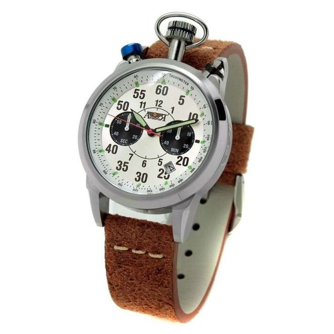 Aviator Watch Air Racer AV-1101-GR pilot's watch brown grunge strap