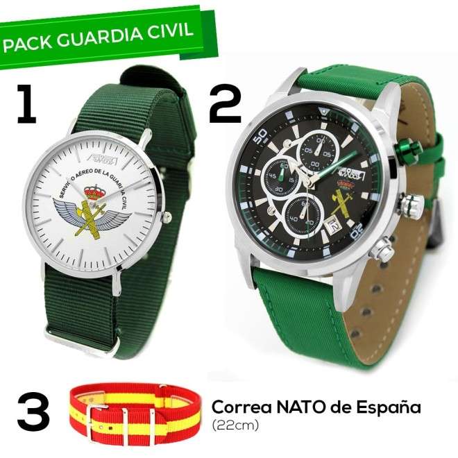 Montre Guardia Civil + Montre Emblème + Bracelet Espagne