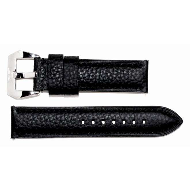 Bracelet AVIATEUR en Cuir Noir avec Surpiqûres Noires 22mm