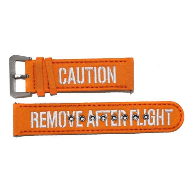 Bracelet AVIATEUR RAF Orange en Nylon et Cuir 24mm