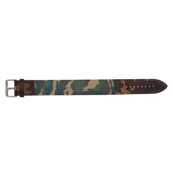 Bracelet Aviateur en Nylon et Cuir Camouflage Vert 20mm