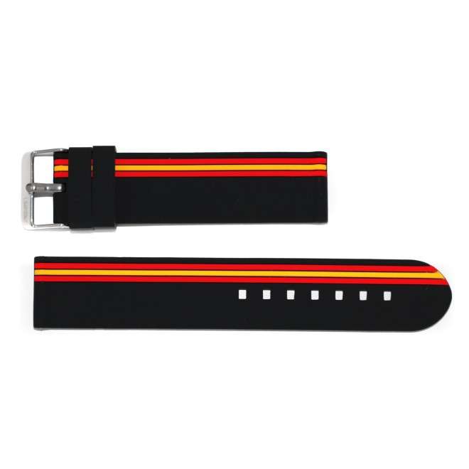 Buy Spain Flag Strap in Black Silicone with Steel Buckle 22 mm