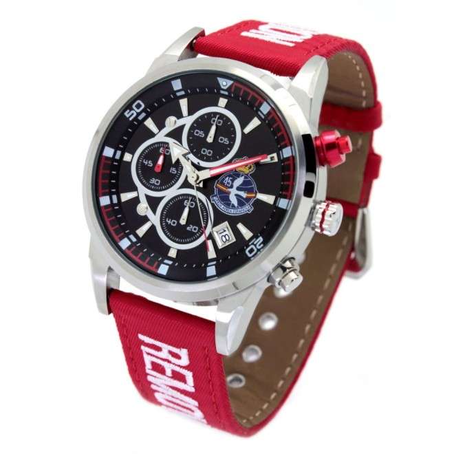 Orologio da pilota RBF GROUP 45 AV-1060 - 2 quadrante nero bracciale colore rosso orologio da pilota