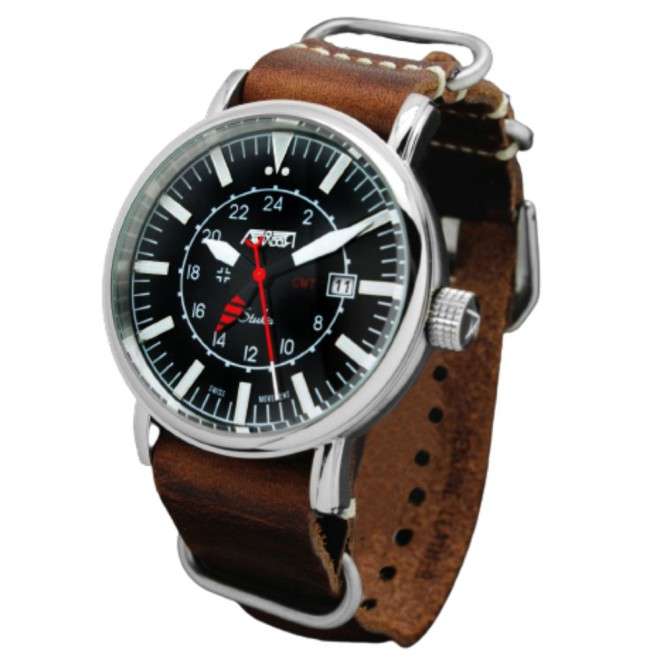 Stuka AV-1066-NPM AVIATOR Pilot's Watch Special Edition. Dual Time GMT 24H