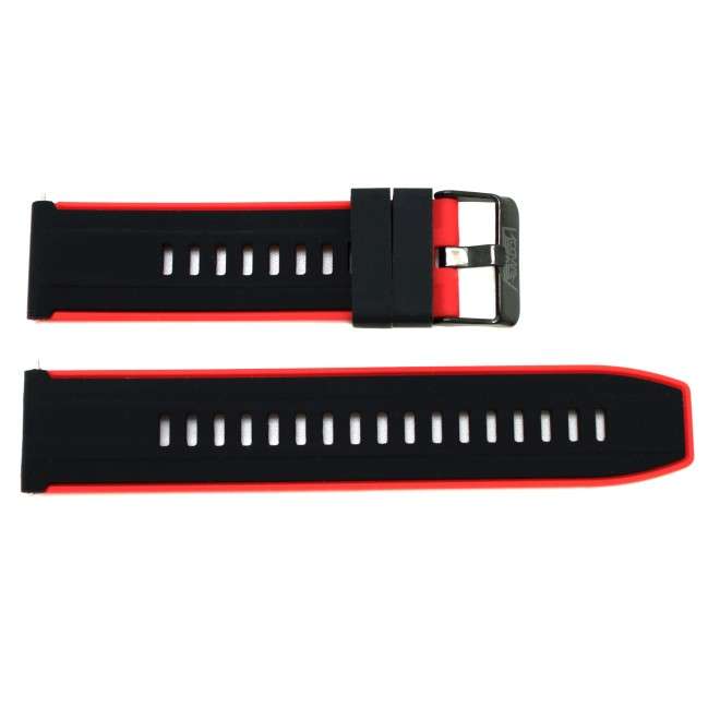 Acheter Bracelet AVIATEUR en silicone noir et rouge 22mm