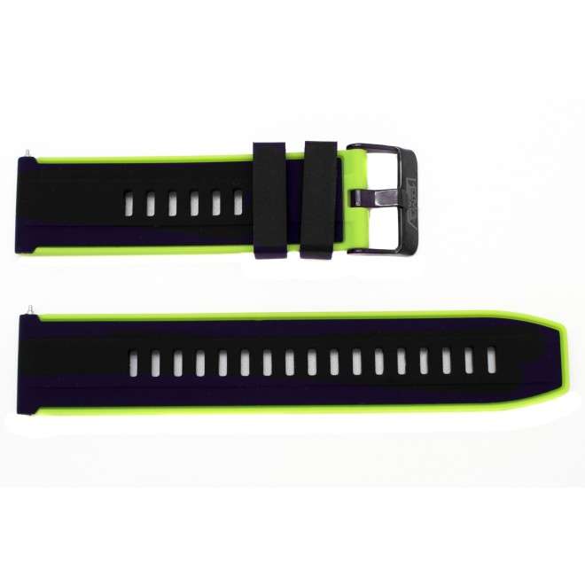 Acheter Bracelet AVIATEUR en silicone noir et vert clair 22mm
