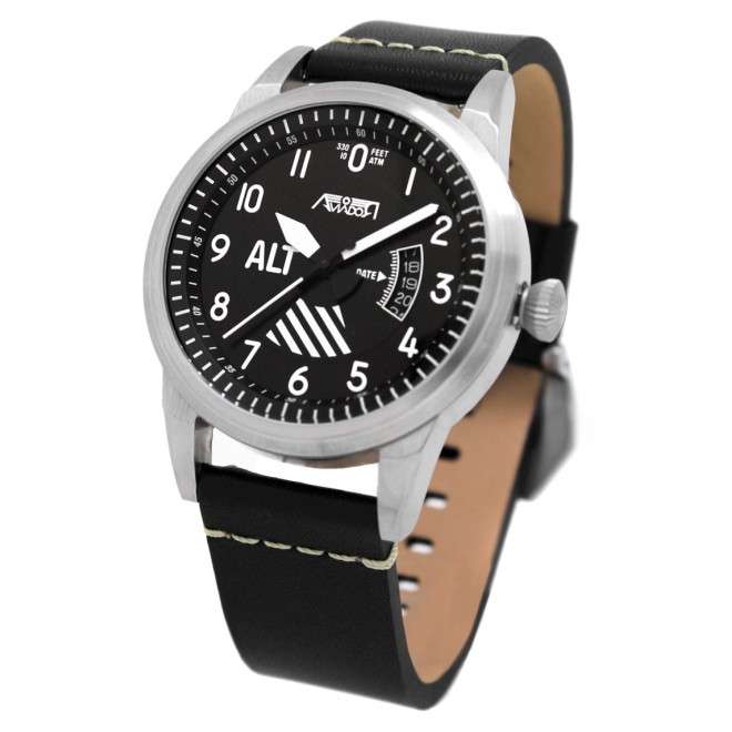 Buy Aviador Altimeter Watch AV-1245 with Black Leather Strap.