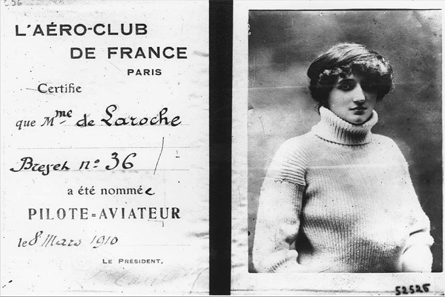 Licencia n.º 36 de la Fédération Aéronautique Internationale de la  Baronesa Raymonde de Laroche.