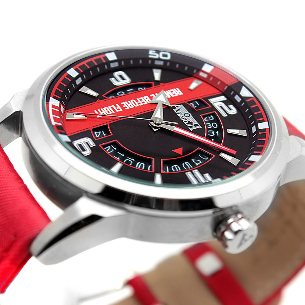 Reloj Aviador de piloto sport rojo RBF Full Calendar  AV-1058