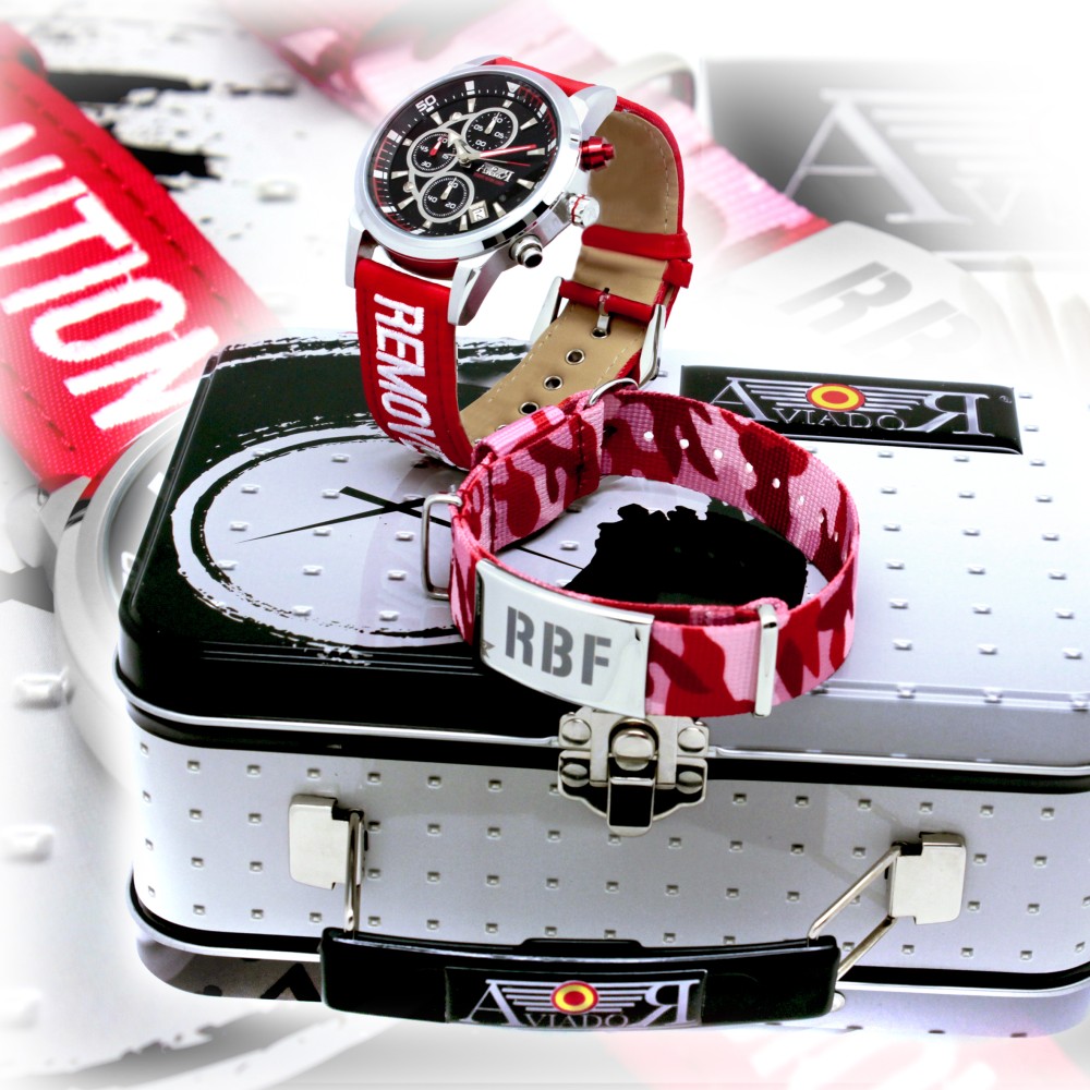 Reloj Aviador RBF First Edition AV-1060 correa roja de piloto sport